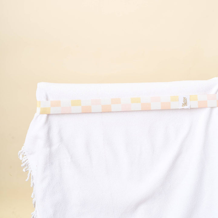 Stay-Put Towel Band-Check Peach