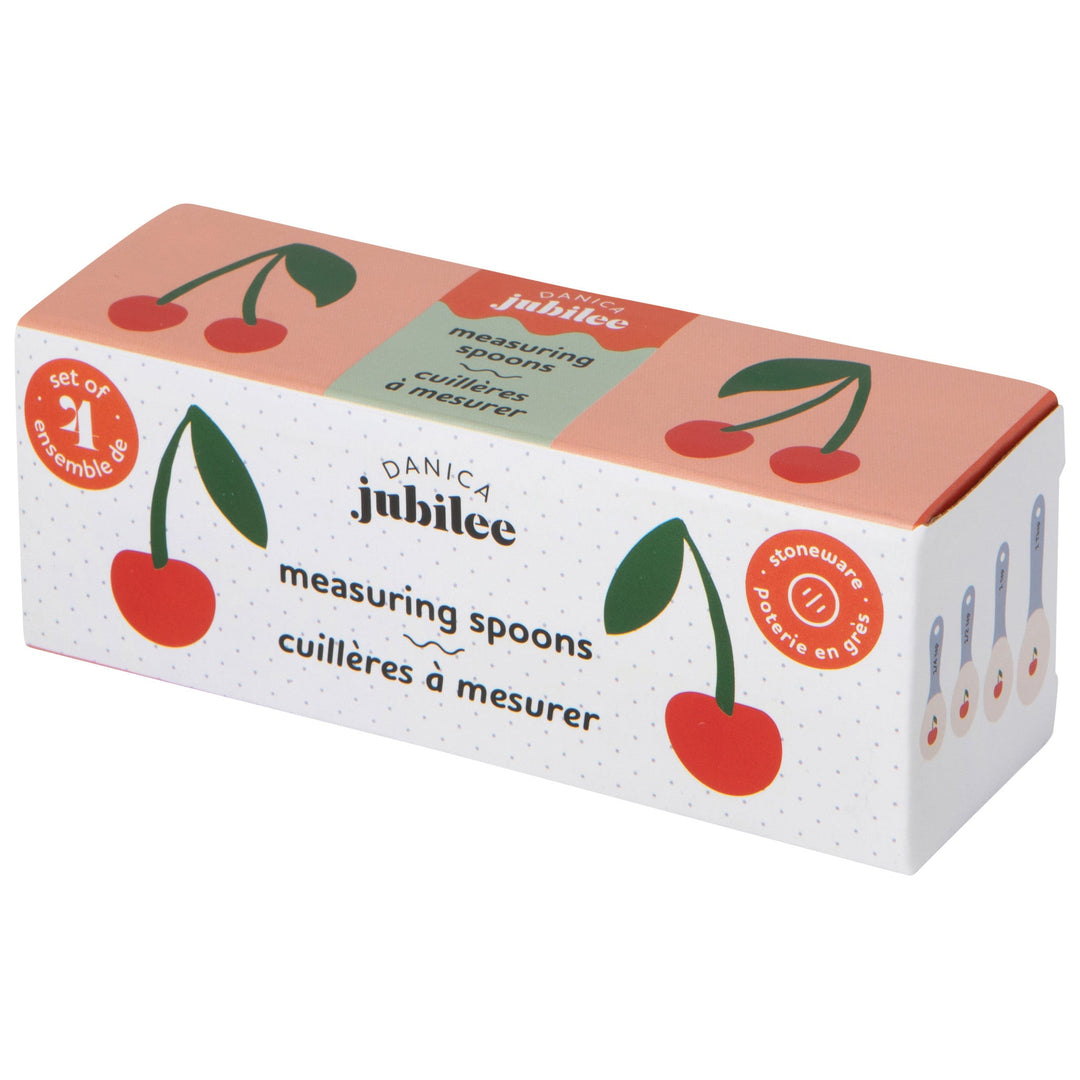 Danica Jubilee measuring spoons set in cherry pattern packaging with red cherries design