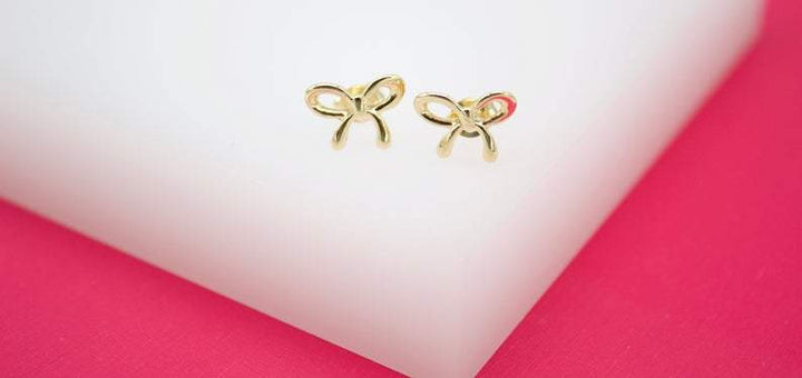 18K Gold Filled Bow Stud Earrings