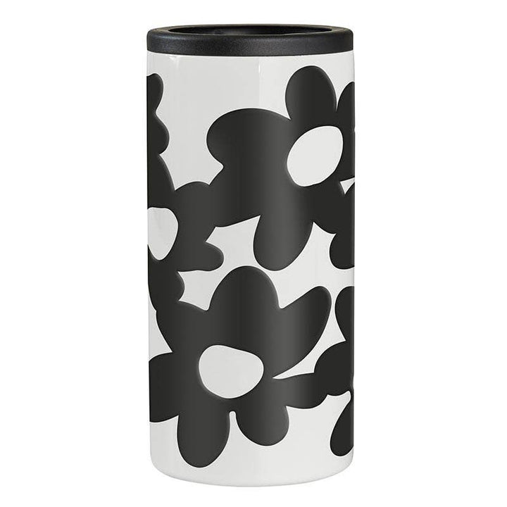 Black Floral Can Cooler