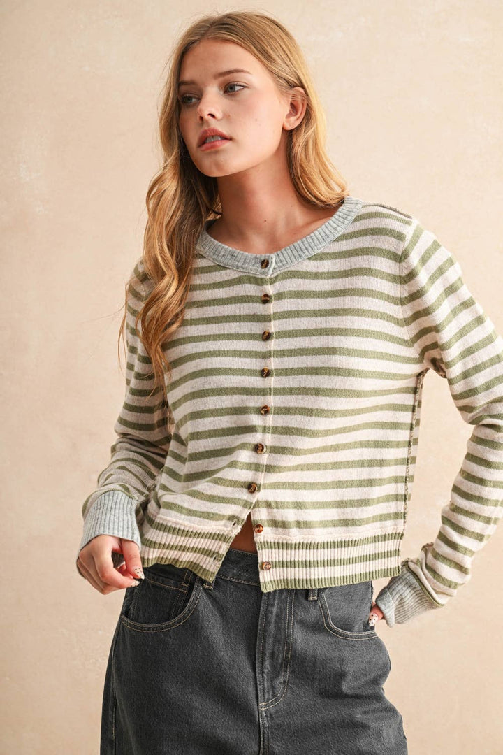 Striped Pattern Cardigan