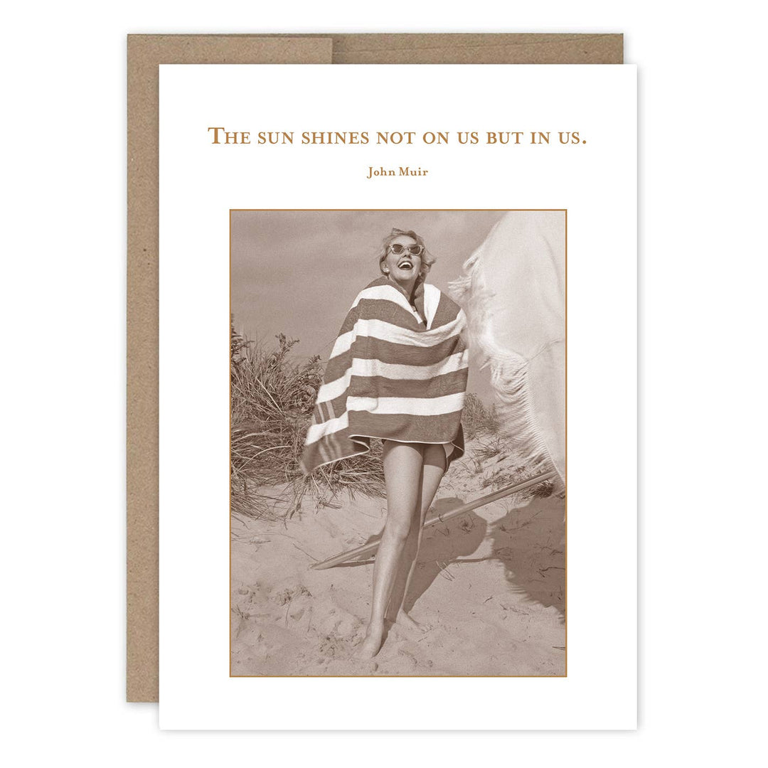 Shannon Martin Design greeting card featuring John Muir quote with vintage beach photo