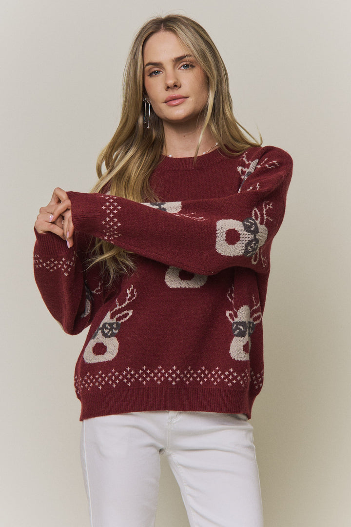 Festive Reindeer Knit Sweater