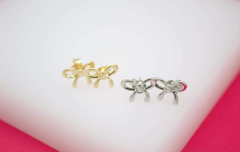 18K Gold Filled Bow Stud Earrings