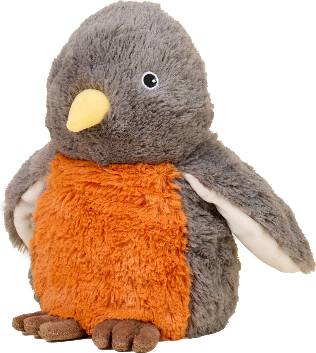 Warmies plush robin stuffed animal in gray and orange American Robin colors