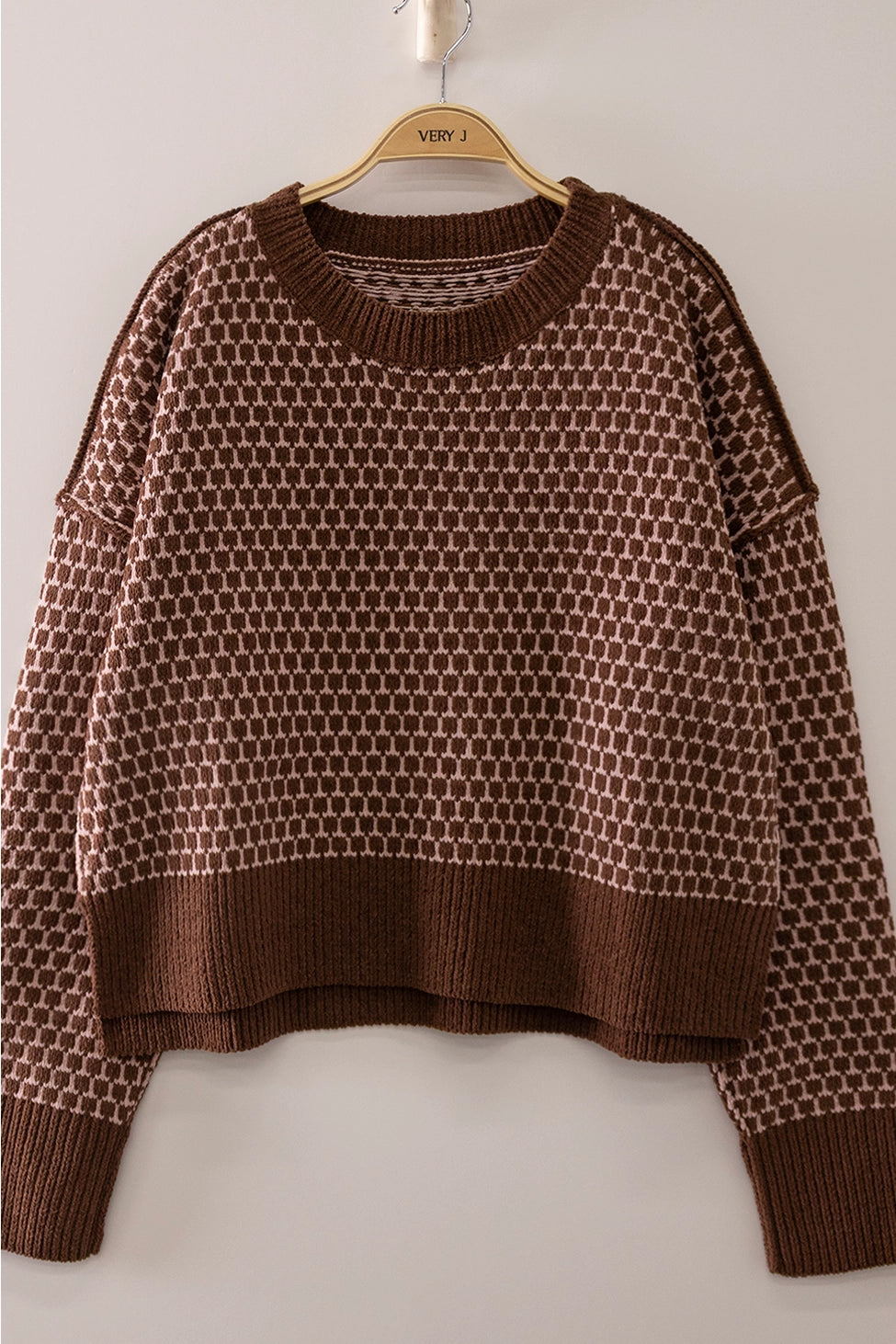 Geometric Check Pattern Sweater