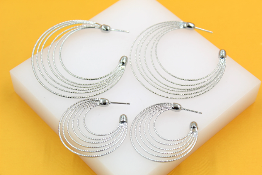 18K Gold Filled Layered Textured Hoop Earrings