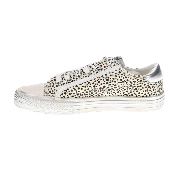 Vintage Havana Alive Low Top sneaker in off white with black polka dots and silver heel tab