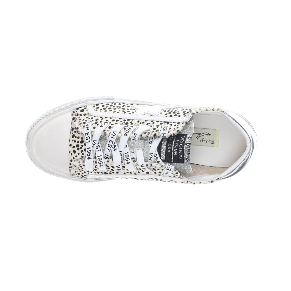 Vintage Havana Alive Low Top sneaker in off white with black polka dots, top view