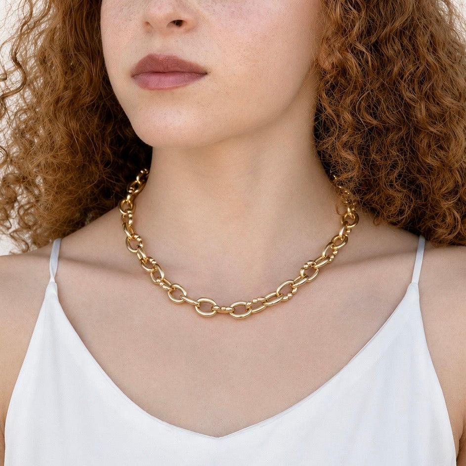 Matte Oval Chain Necklace