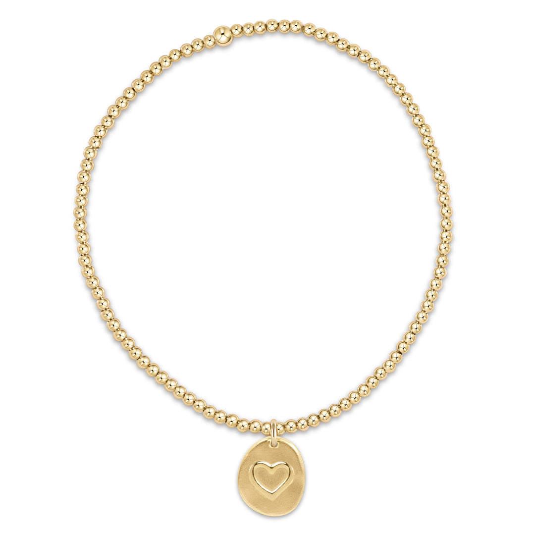 Classic Gold Bead Bracelet with Inspire Love Charm - Inspire Love / 2 mm