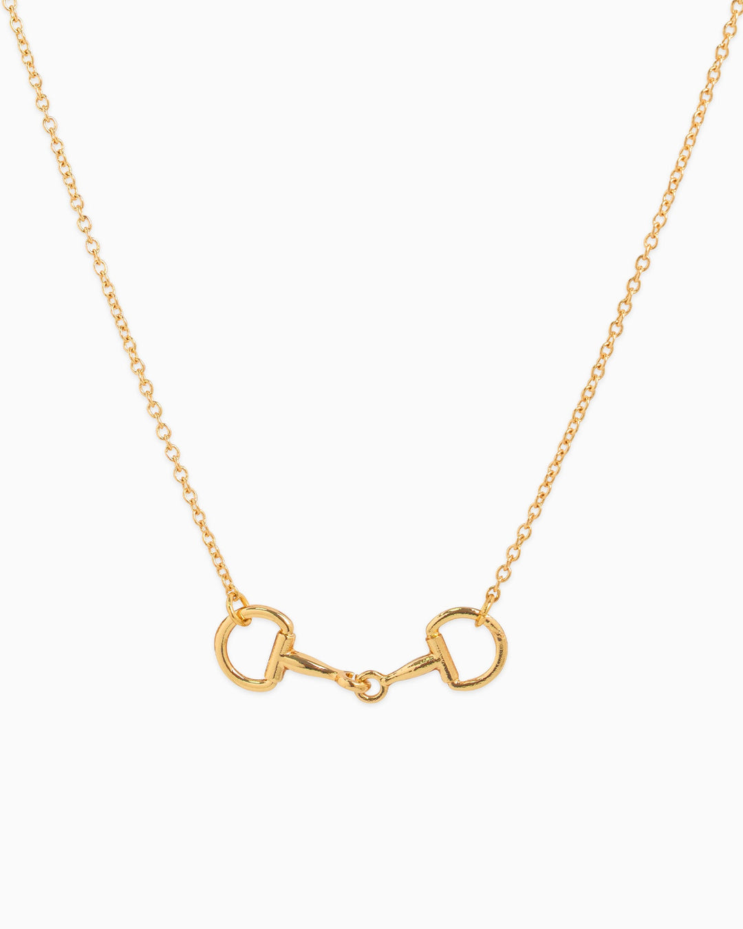 Sessori Western Double Linked Horsebit Necklace in gold with delicate cable chain