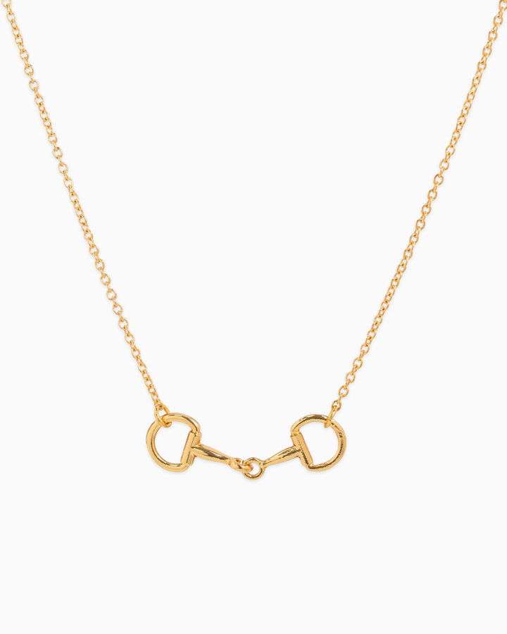Sessori Western Double Linked Horsebit Necklace in gold with delicate cable chain