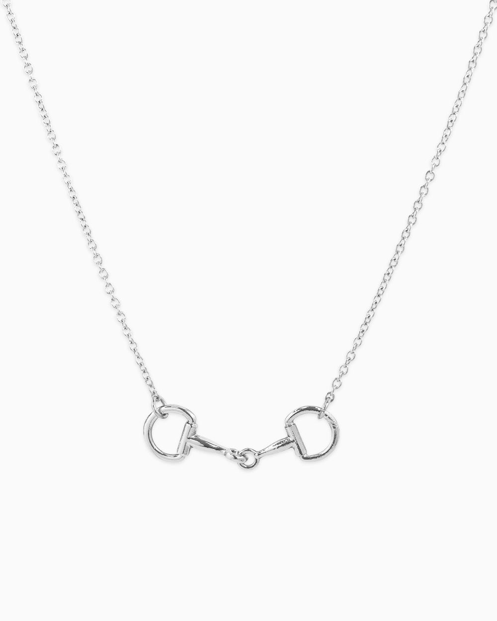 Sessori Western Double Linked Horsebit Necklace in silver with delicate cable chain