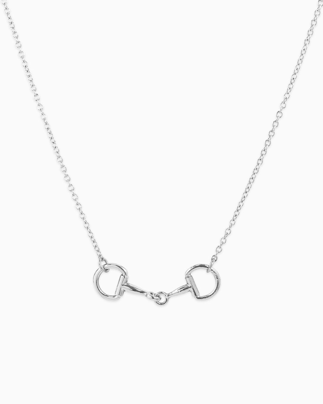 Sessori Western Double Linked Horsebit Necklace in silver with delicate cable chain