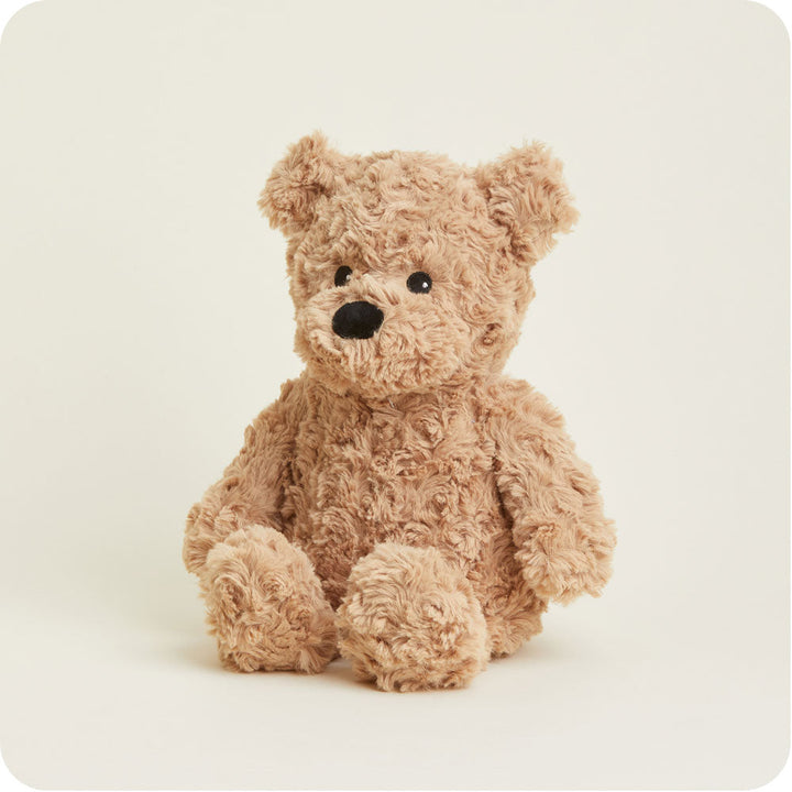 Warmies brown curly teddy bear plush toy with soft textured fur