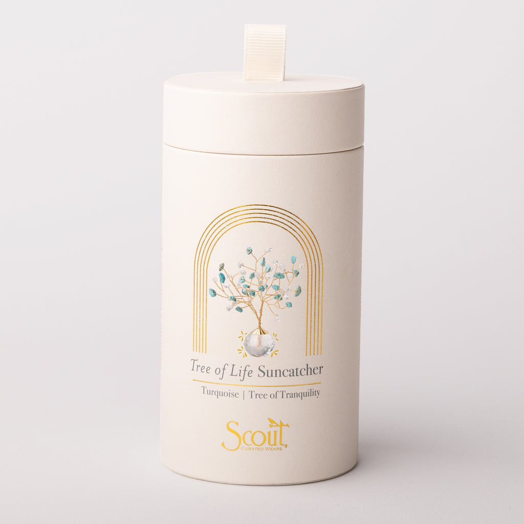 Scout Tree of Life Suncatcher in Tranquility featuring turquoise gemstone tree design