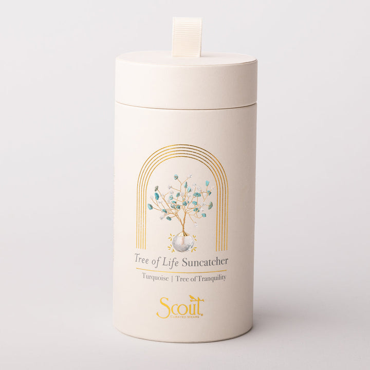 Scout Tree of Life Suncatcher in Tranquility featuring turquoise gemstone tree design