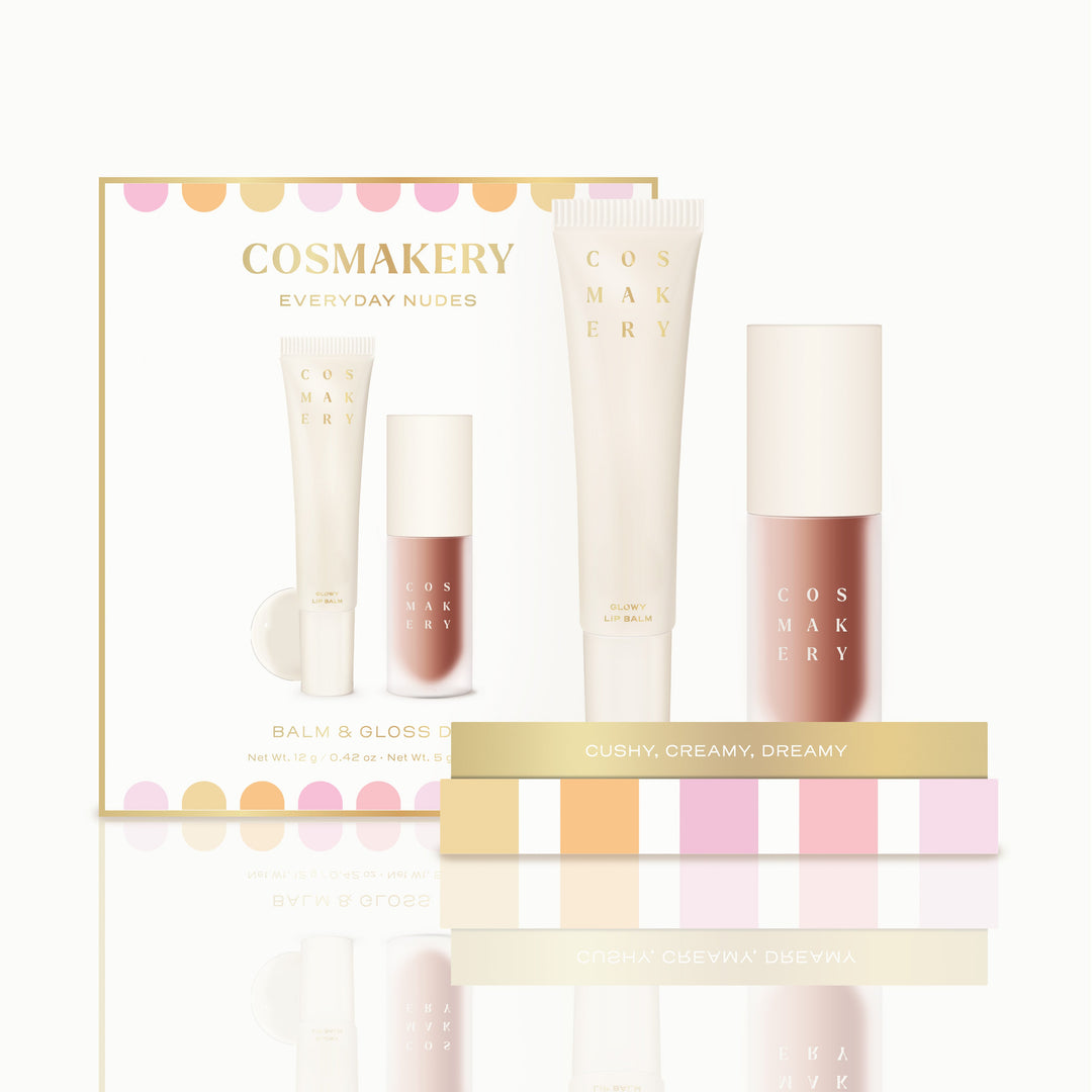 Cosmakery Everyday Nudes makeup set with lip balm and gloss in neutral tones