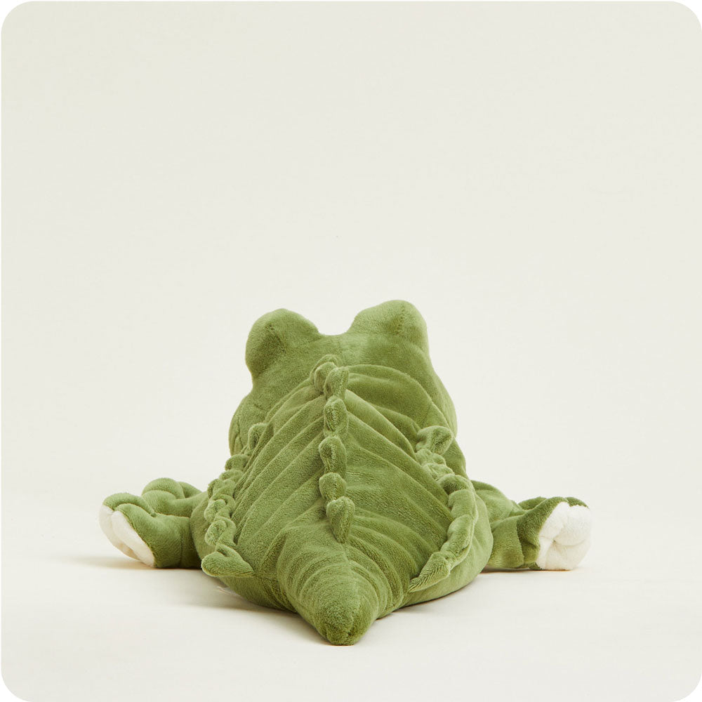 Green alligator Warmies stuffed animal plush toy with textured scales and white belly