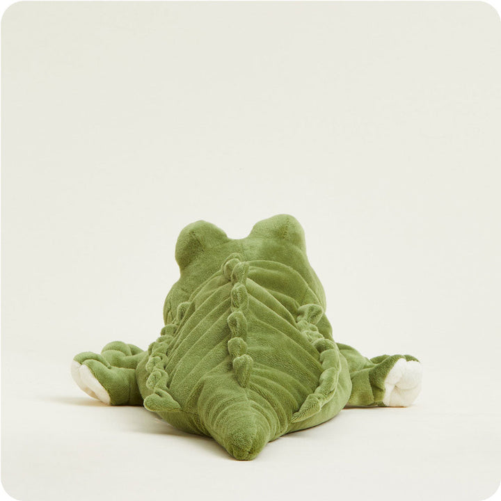 Green alligator Warmies stuffed animal plush toy with textured scales and white belly