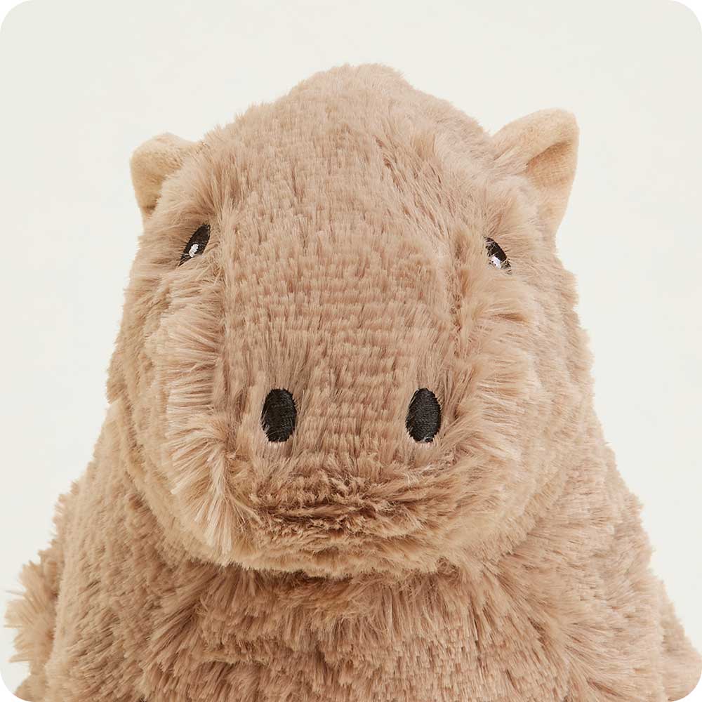 Warmies plush capybara stuffed animal in light brown tan color against white background