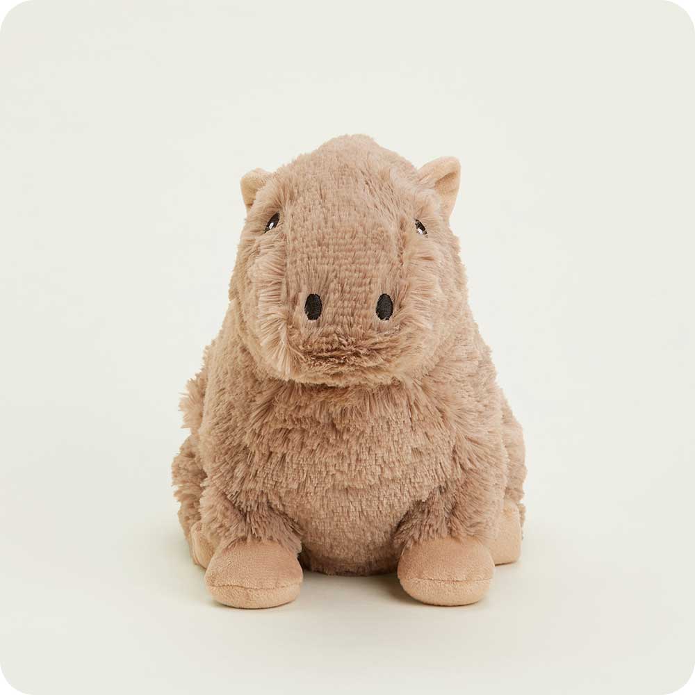 Warmies plush capybara stuffed animal in light brown color on white background