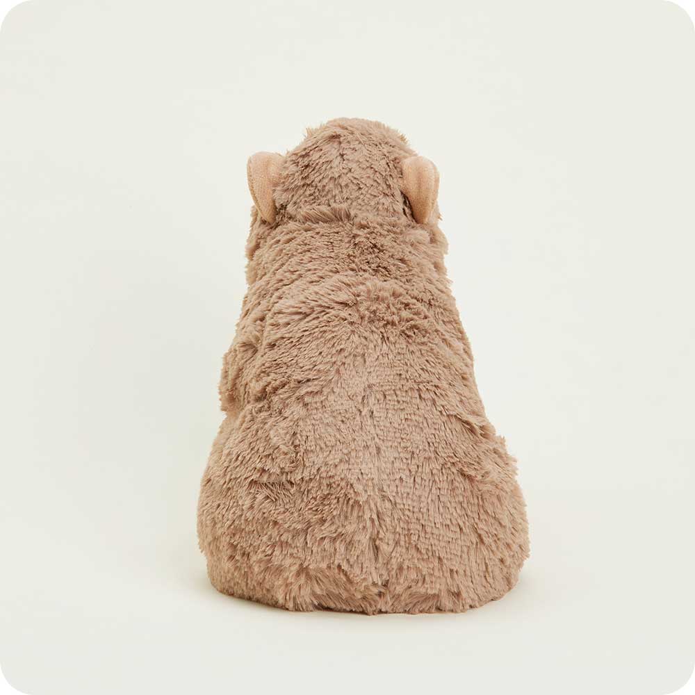 Warmies plush capybara heating pad stuffed animal in light brown color from behind