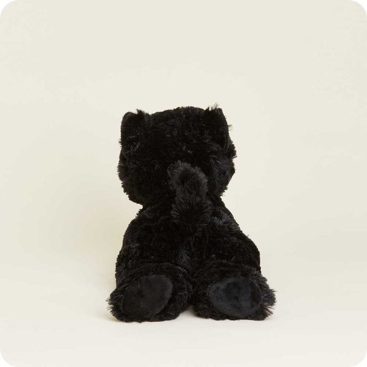 Black cat Warmies stuffed animal plush toy sitting against white background