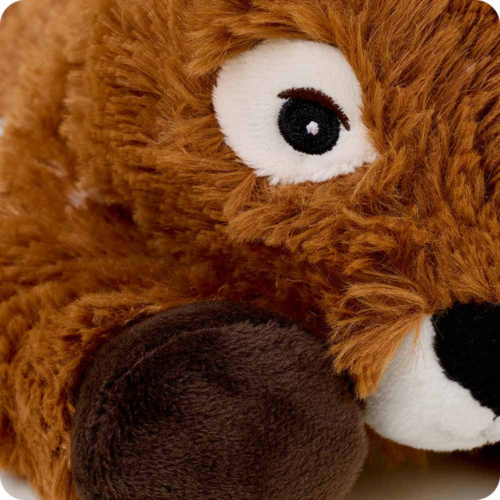 Warmies brown plush deer stuffed animal with white belly and orange fur
