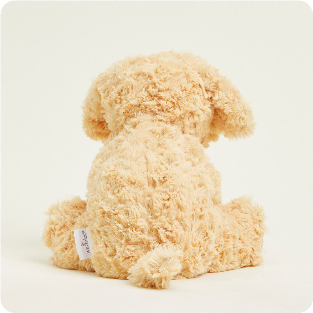 Warmies golden cream colored plush dog stuffed animal with official brand tag