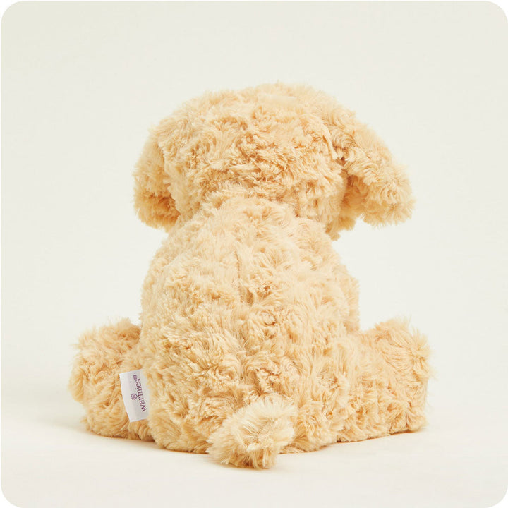 Warmies golden cream colored plush dog stuffed animal with official brand tag