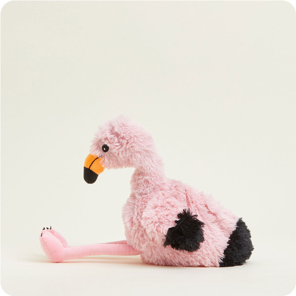Pink flamingo Warmies heated stuffed animal plush toy with orange and black beak