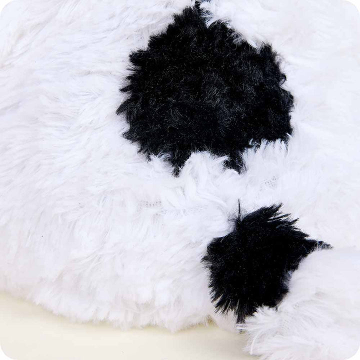 Warmies white plush stuffed animal with black spots resembling Snoopy character design