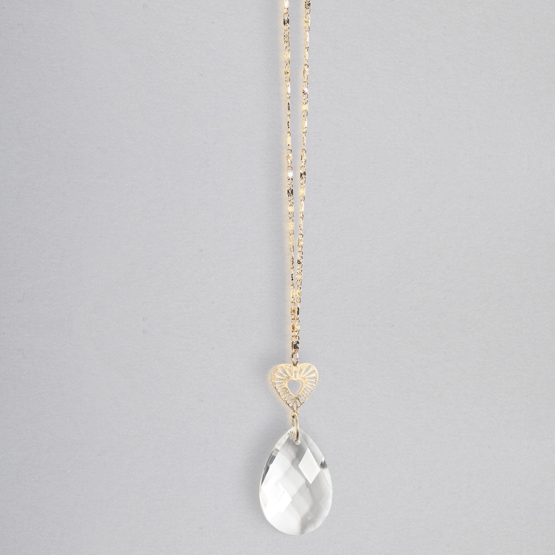 Scout Pocket Suncatcher necklace with gold radiating heart charm and clear crystal teardrop pendant