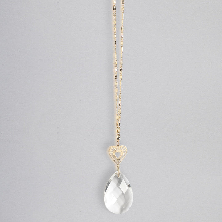 Scout Pocket Suncatcher necklace with gold radiating heart charm and clear crystal teardrop pendant