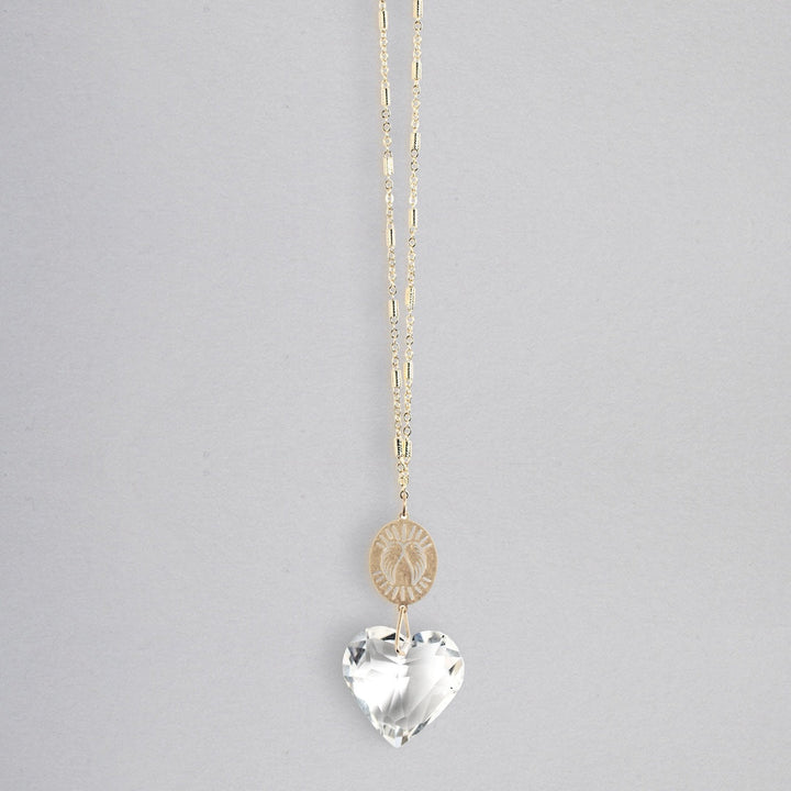 Scout Pocket Suncatcher necklace with gold chain and clear crystal heart pendant