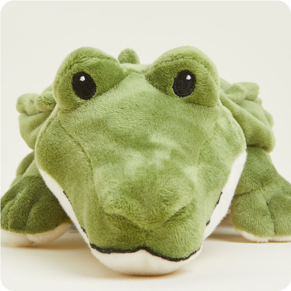 Green plush alligator stuffed animal toy with large eyes and soft fabric