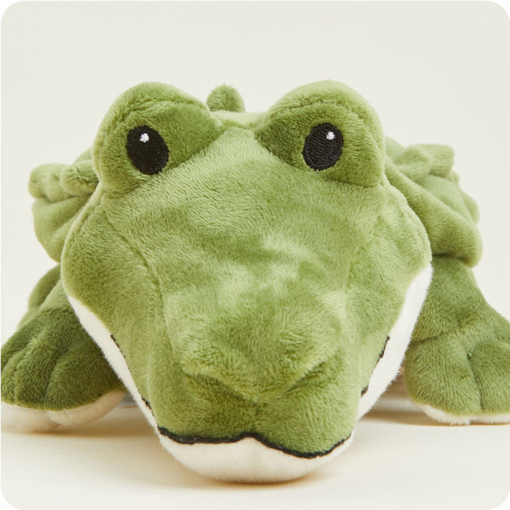 Green plush alligator stuffed animal toy with large eyes and soft fabric