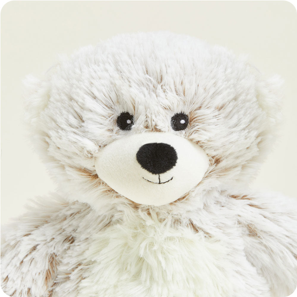 Warmies Junior plush teddy bear in cream and light brown marshmallow coloring