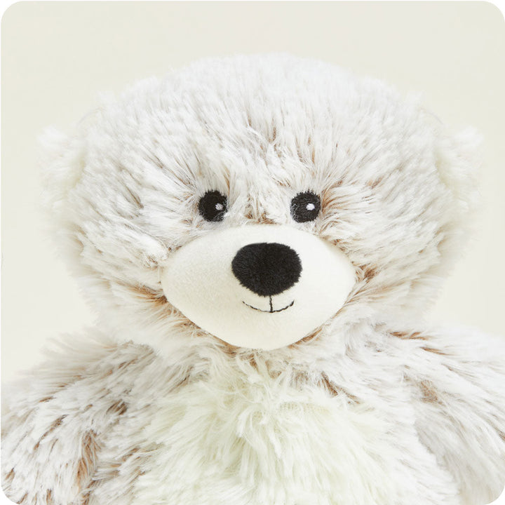 Warmies Junior plush teddy bear in cream and light brown marshmallow coloring