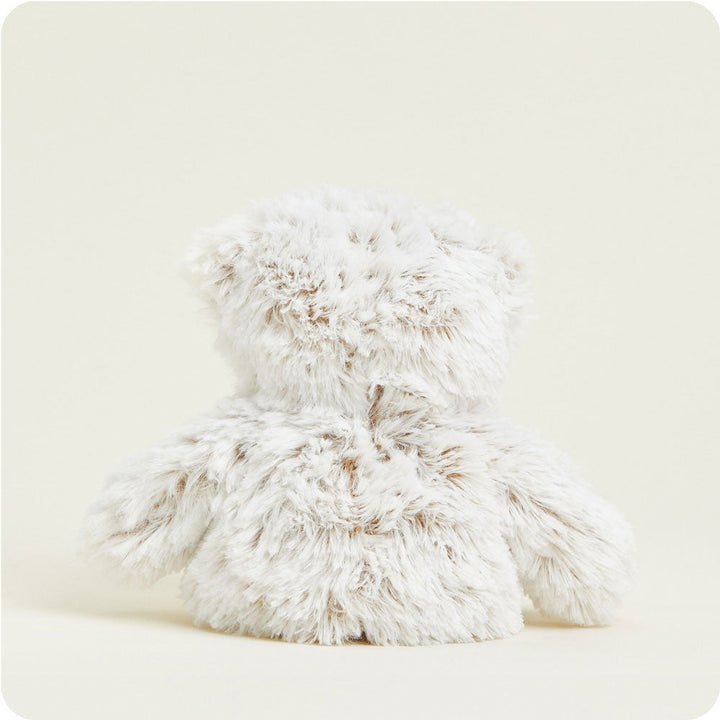 Warmies Junior plush teddy bear in cream marshmallow colored fur against white background