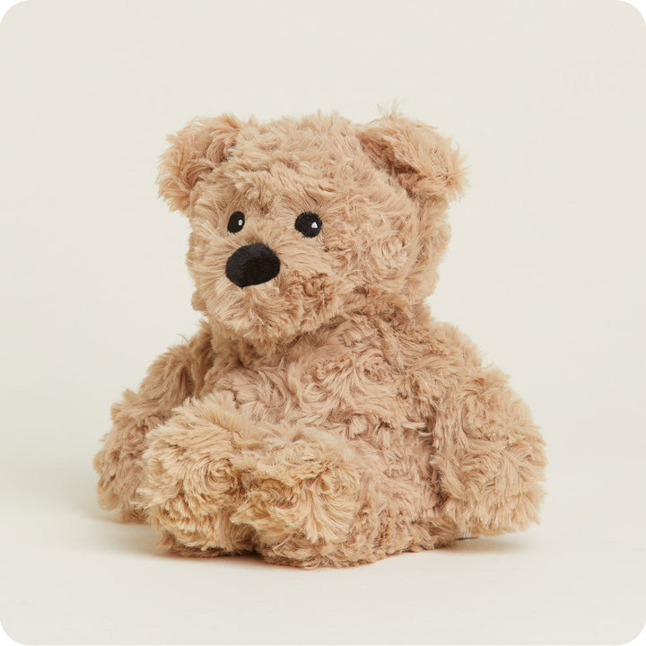 Warmies Junior brown curly teddy bear plush toy with black nose and eyes