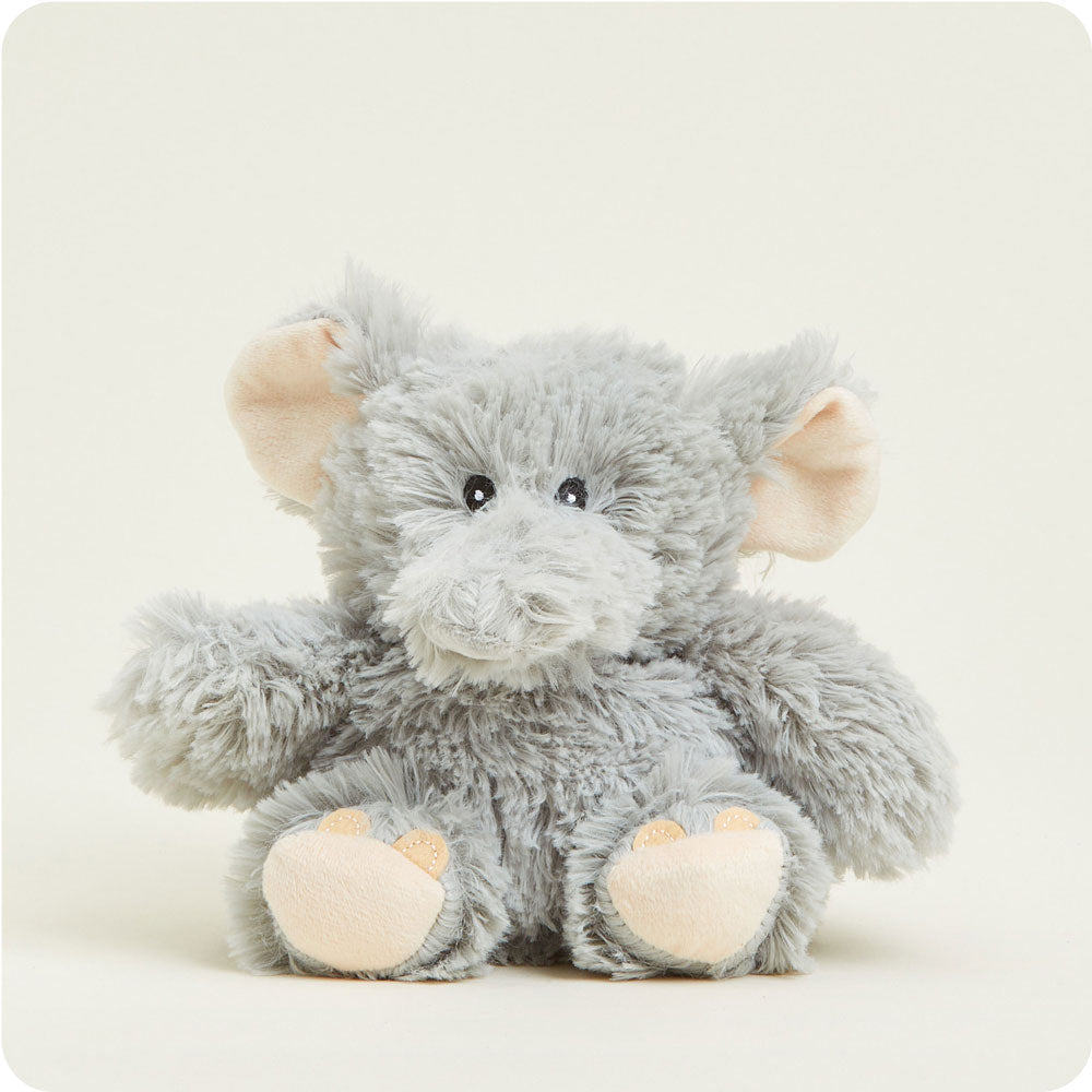 Gray plush elephant stuffed animal with pink ears and paw pads