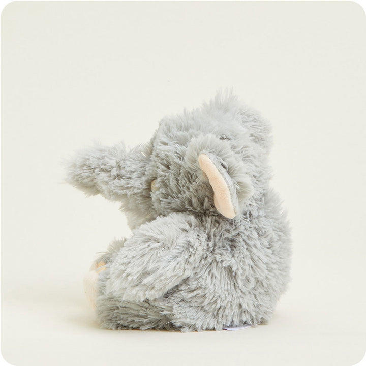 Gray plush elephant Junior Warmies stuffed animal with soft fuzzy texture