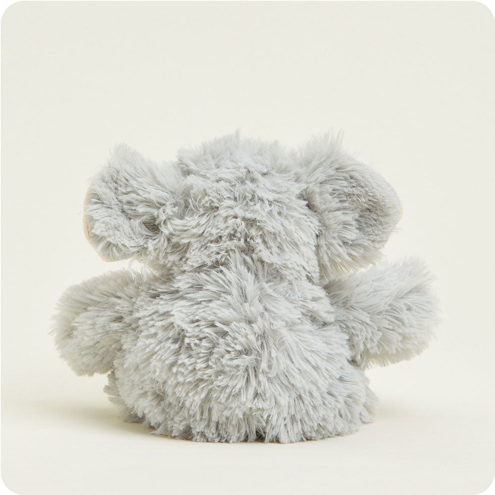 Gray plush elephant stuffed animal with soft fuzzy fur and rounded ears