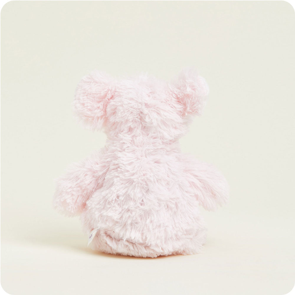 Warmies Junior pink plush teddy bear stuffed animal on white background