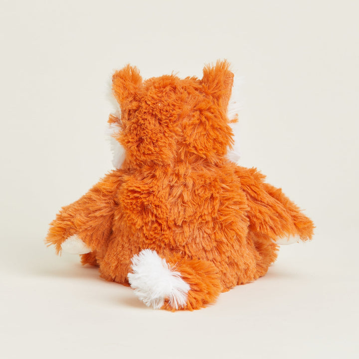 Orange fox plush toy Junior Warmies with fluffy fur and white tail tip