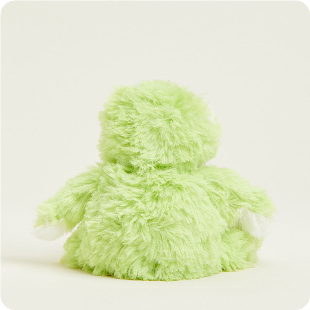 Light green fluffy Junior Warmies plush toy with soft furry texture