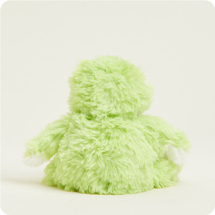 Light green fluffy Junior Warmies plush toy with soft furry texture